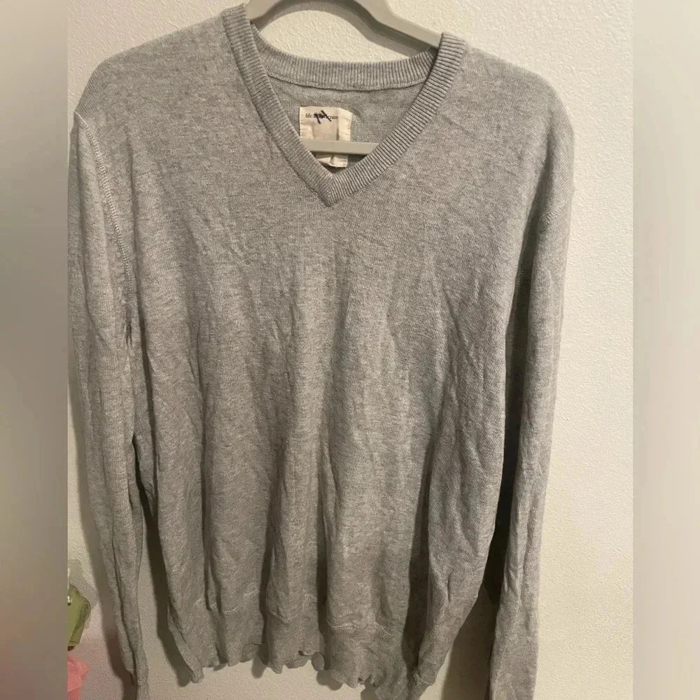 Life after denim cashmere blend gray v-neck sweater